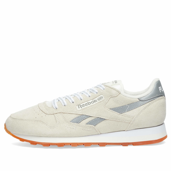 Photo: Reebok x PLACES + FACES Classic Leather Sneakers in Chalk/Silver