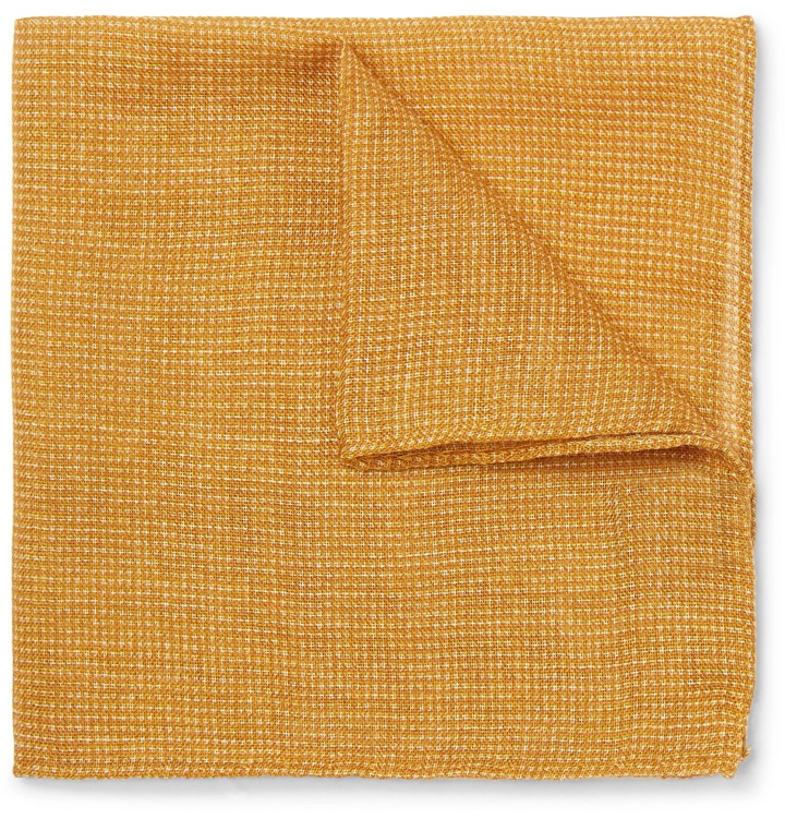 Photo: Anderson & Sheppard - Wool and Silk-Blend Pocket Square - Orange