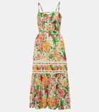 Farm Rio Floral Sketch cotton midi dress