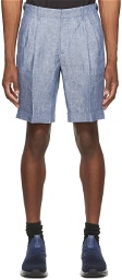 Z Zegna Blue Linen Yarn-Dyed Bermuda Shorts