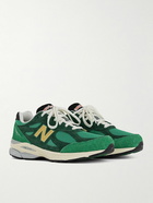 New Balance - MADE in USA 990v3 Mesh and Suede Sneakers - Green