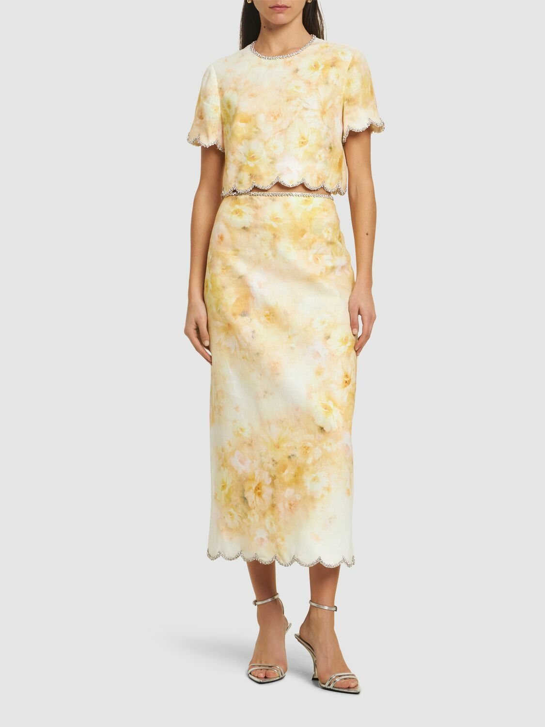 【Zimmermann】Crush Embroidered linen midi skirt Zimmermann Crush Embroidered linen midi skirt Zimmermann