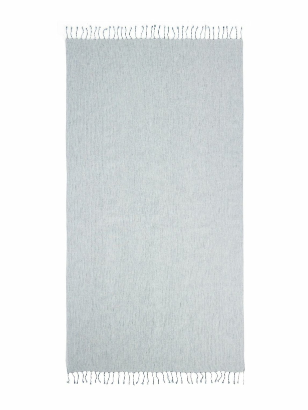 Photo: Brunello Cucinelli - Fringed Striped Linen Beach Towel