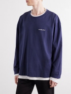 Acne Studios - Layered Logo-Embroidered Cotton-Jersey Sweatshirt - Blue