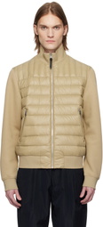 MACKAGE Beige Collin-R Nano Mixed Media Down Bomber Jacket