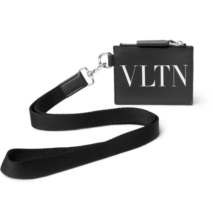 Photo: Valentino - Valentino Garavani Logo-Print Leather Cardholder with Lanyard - Black