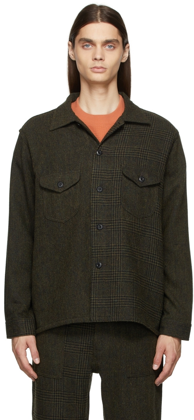 South2 West8 Green Wool Tweed Shirt South2 West8