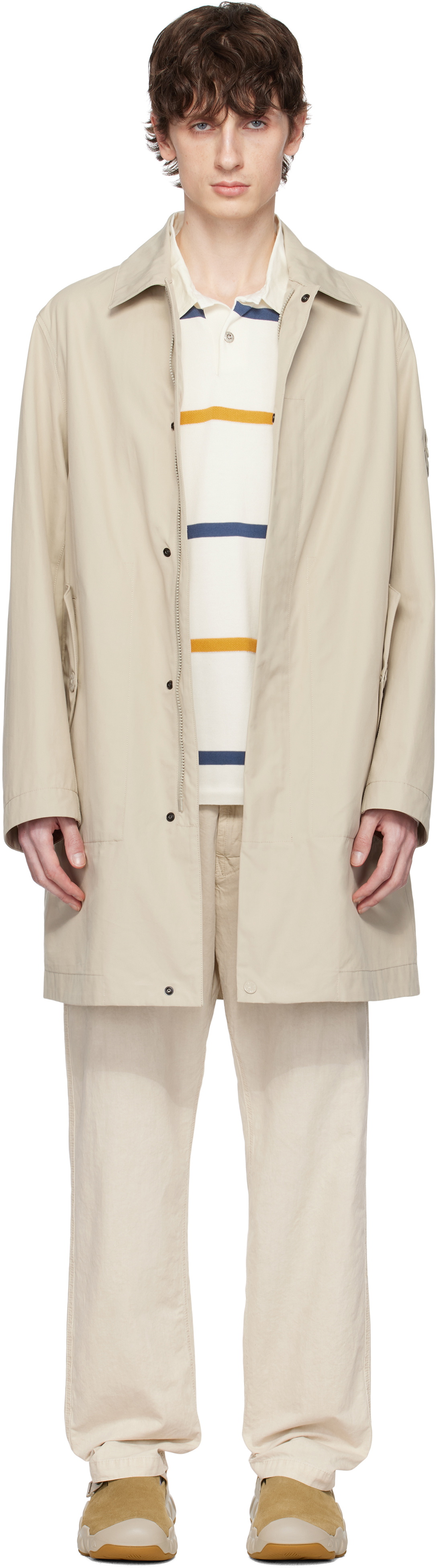 Stone Island Beige Weatherproof Cotton Canvas Coat