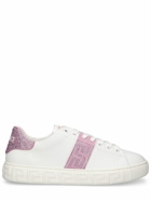 VERSACE - Faux Leather & Crystals Low Top Sneakers