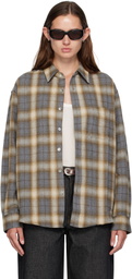 COOR Brown Ombre Flannel One Pocket Checkered Shirt