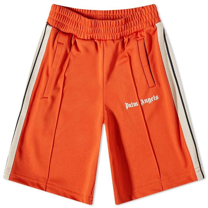 Photo: Palm Angels Men's Classic Track Shorts in Brick Red/Off White