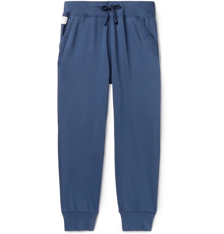 Photo: Save Khaki United - Tapered Fleece-Back Supima Cotton-Jersey Sweatpants - Blue