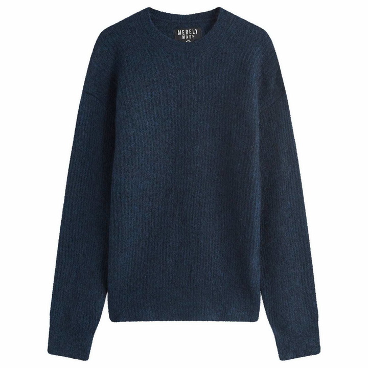 Photo: Merely Made Men's Melange Mohair Knit in Denim Blue