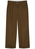Officine Générale Evans Belted Cotton-poplin Trousers Dark Brown