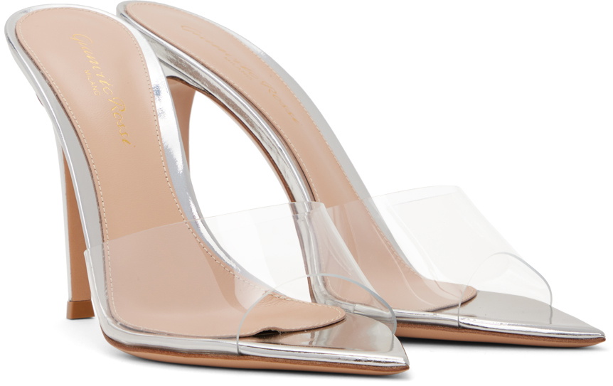 Gianvito Rossi Silver Elle 85 Mules