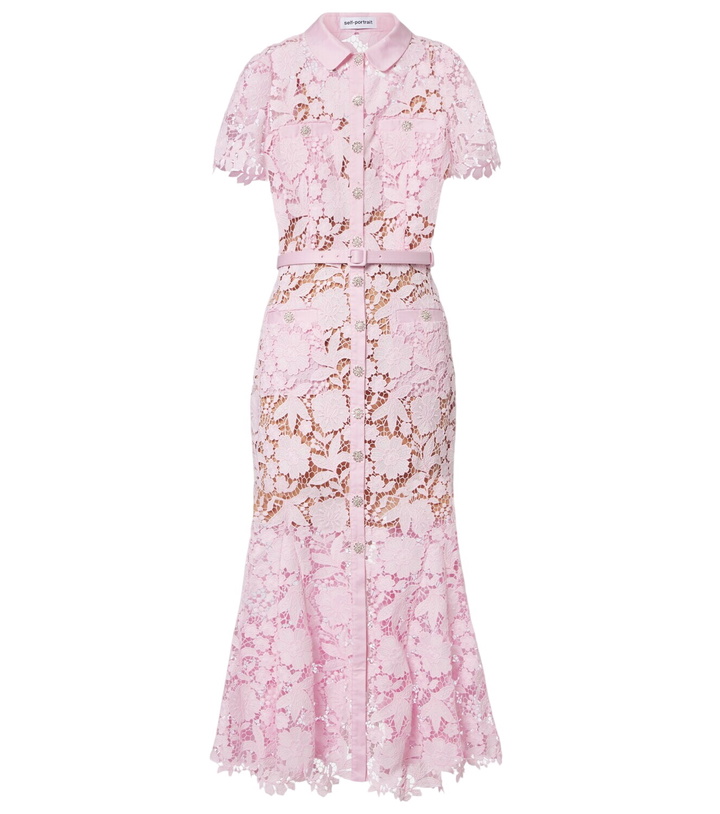 Photo: Self-Portrait Belted lace shirt dress