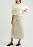 Helmut Lang Distressed Cotton-blend Jumper Ivory