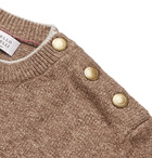 Brunello Cucinelli - Button-Trimmed Mélange Cotton Sweater - Tan