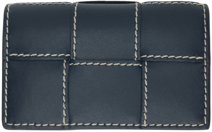 Photo: Bottega Veneta Navy Cassette Business Card Case Wallet