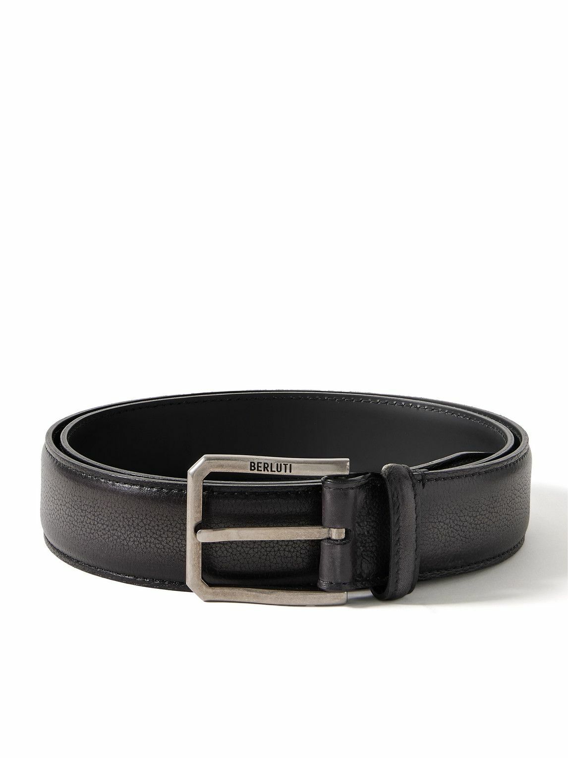 Berluti - 3.5cm Venezia Softy Full-Grain Leather Belt - Gray