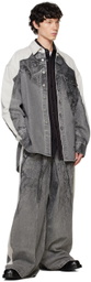 Feng Chen Wang Gray Printed Denim Jacket