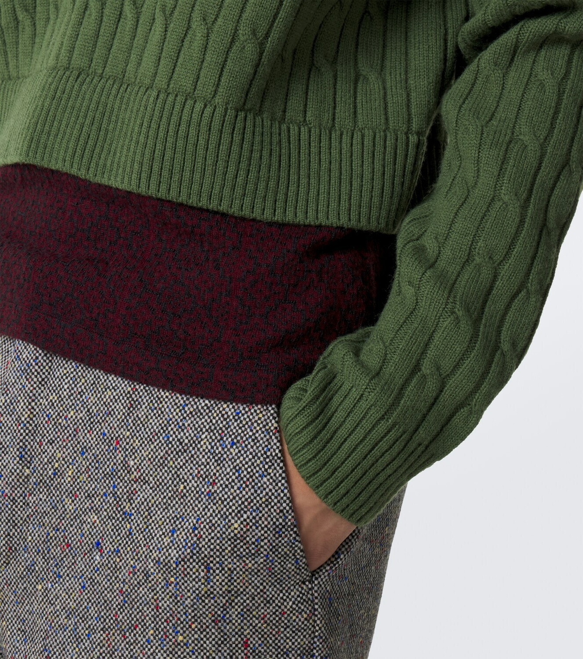 Dries Van Noten Layered wool and cotton polo sweater