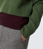Dries Van Noten Layered wool and cotton polo sweater