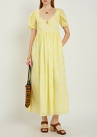 Thierry Colson Calliope Embroidered Cut-out Cotton Midi Dress Yellow