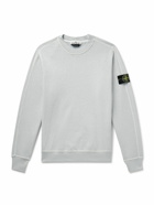 Stone Island - Logo-Appliquéd Garment-Dyed Cotton-Jersey Sweatshirt - Blue