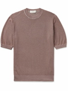 Agnona - Honeycomb-Knit Silk and Cotton-Blend T-Shirt - Brown