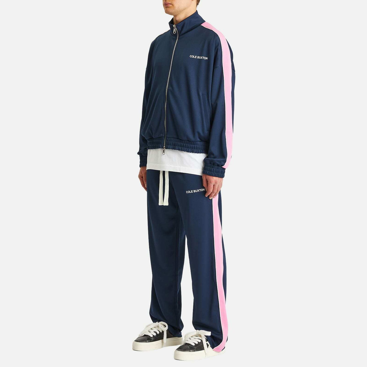 Cole Buxton Men's Contrast Tape Track Jacket in Blue/Pink