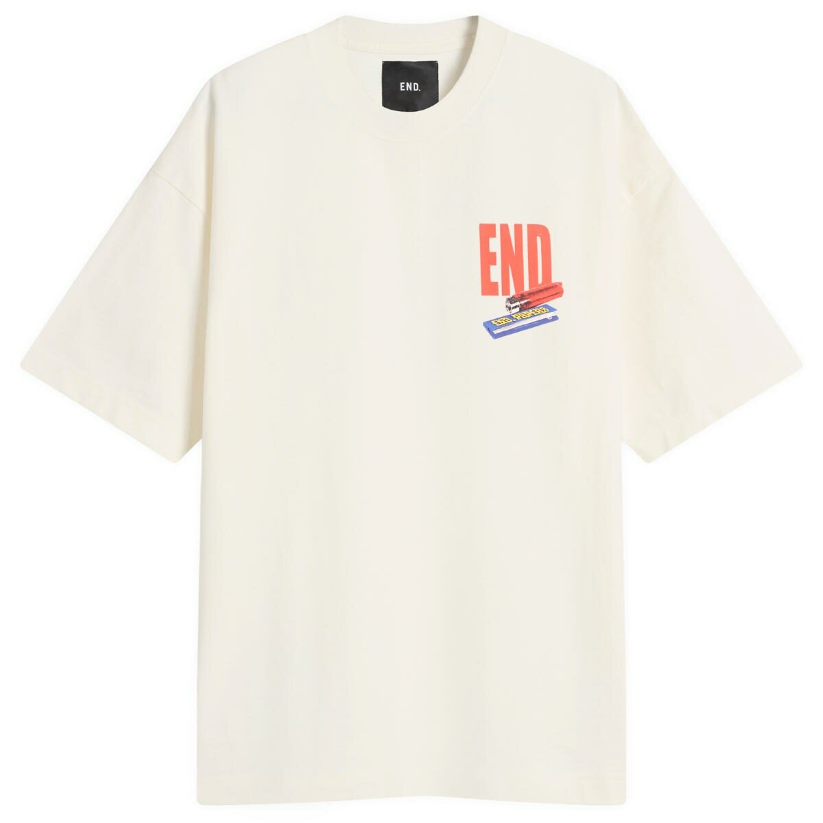 END. Off-Licence T-Shirt in Ecru