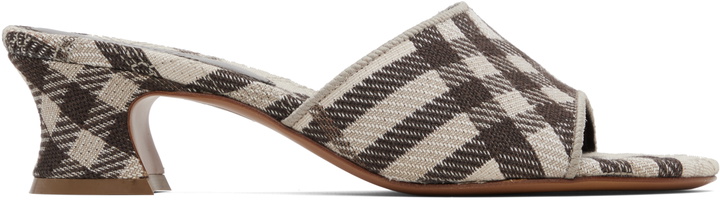 Photo: Burberry Brown & White Check Sloane Mule Heeled Sandals