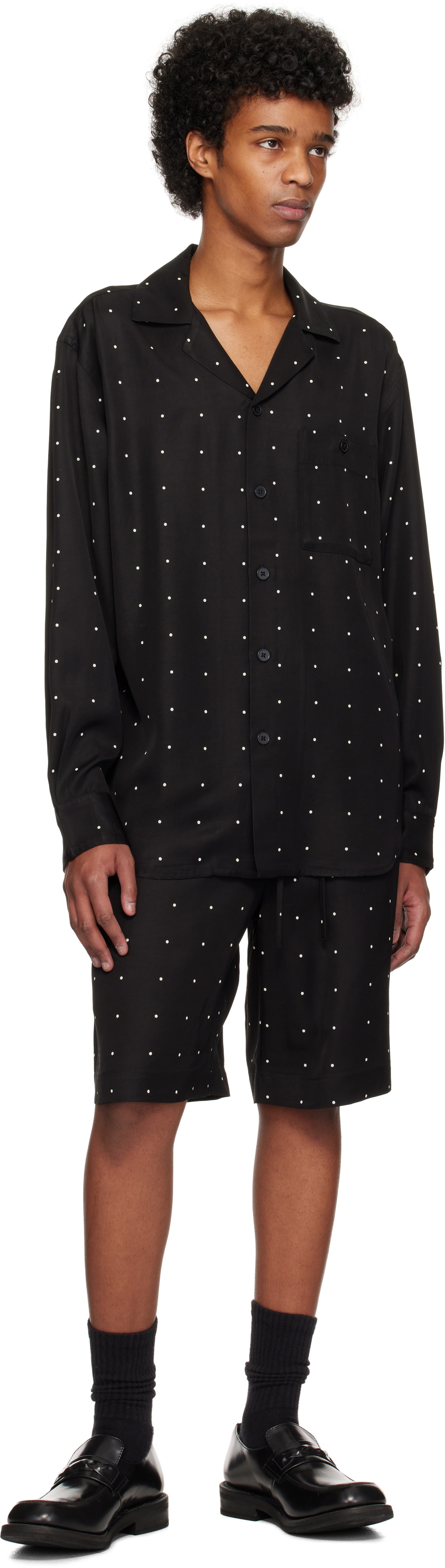 Róhe Black Dotted Elasticated Shorts