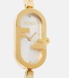 Fendi O'Lock stainless steel watch with diamonds