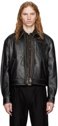 COOR Brown Padded Shoulder Leather Jacket