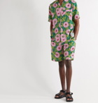 GUCCI - Ken Scott Camp-Collar Floral-Print Silk-Crepe Shirt - Green