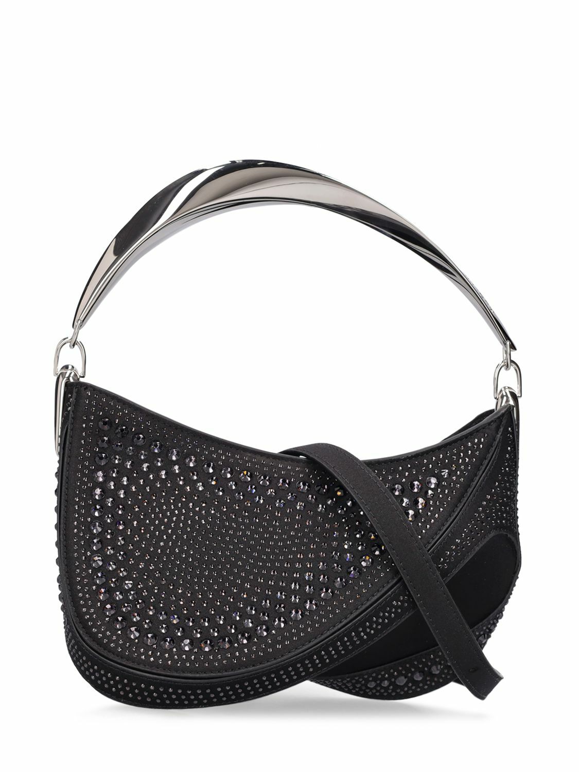 MUGLER - Mini Spiral Curve Crystal Top Handle Bag
