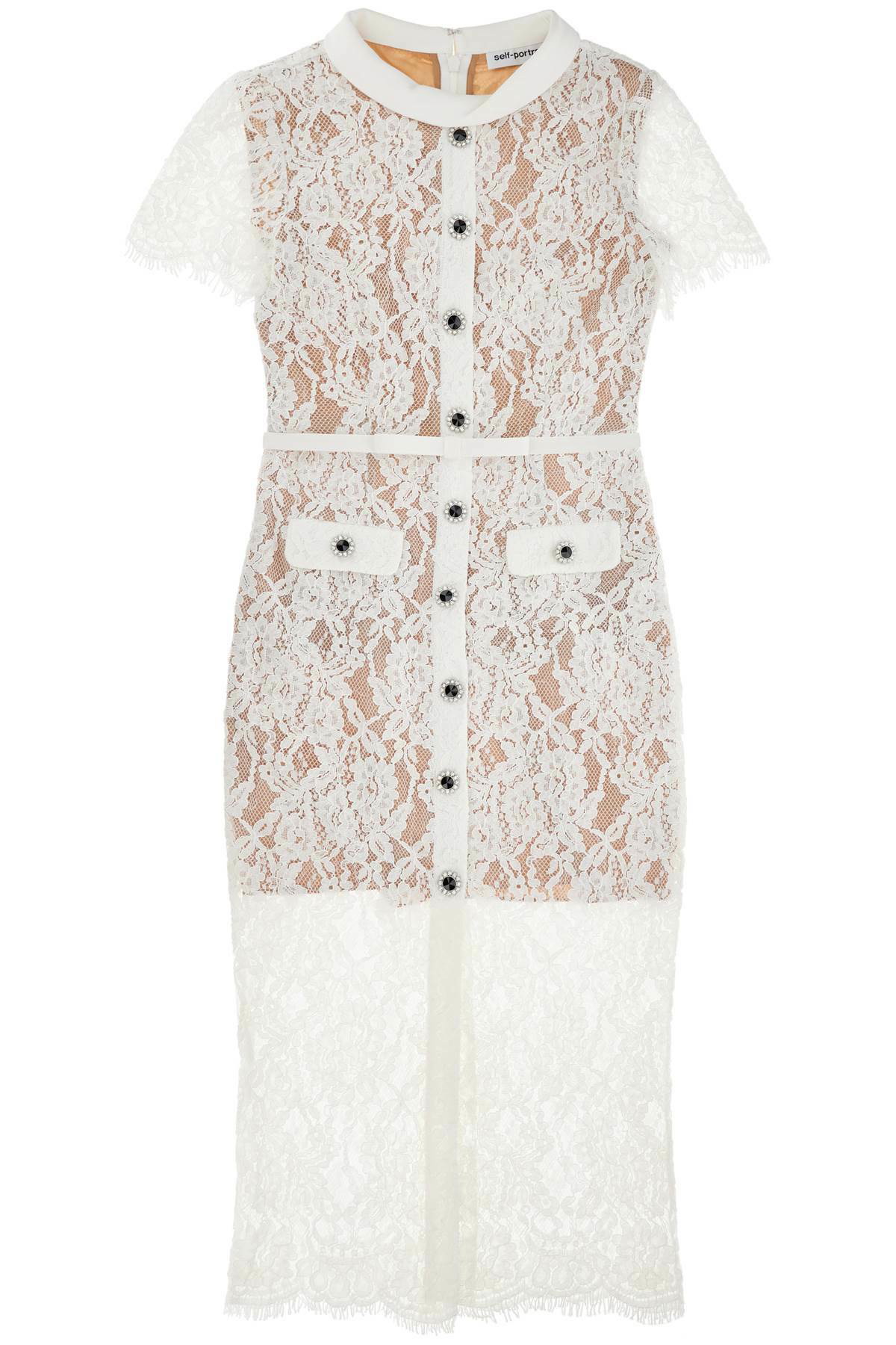 SELF PORTRAIT Lace Dress With Belt SS25【新作】 SELF PORTRAIT lace dress with belt White Self-Portrait
