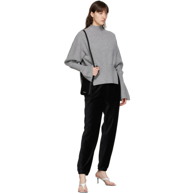 Alexander Wang Split Hem Engeneeried Rib Knit Sweater Grey Wool Cashmere  Blend