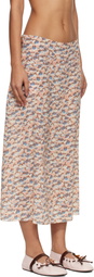 Marni Pink Crêpe de Chine Fluid Anemones Print Midi Skirt