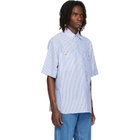 Valentino Blue & White Striped Cotton Linen Shirt