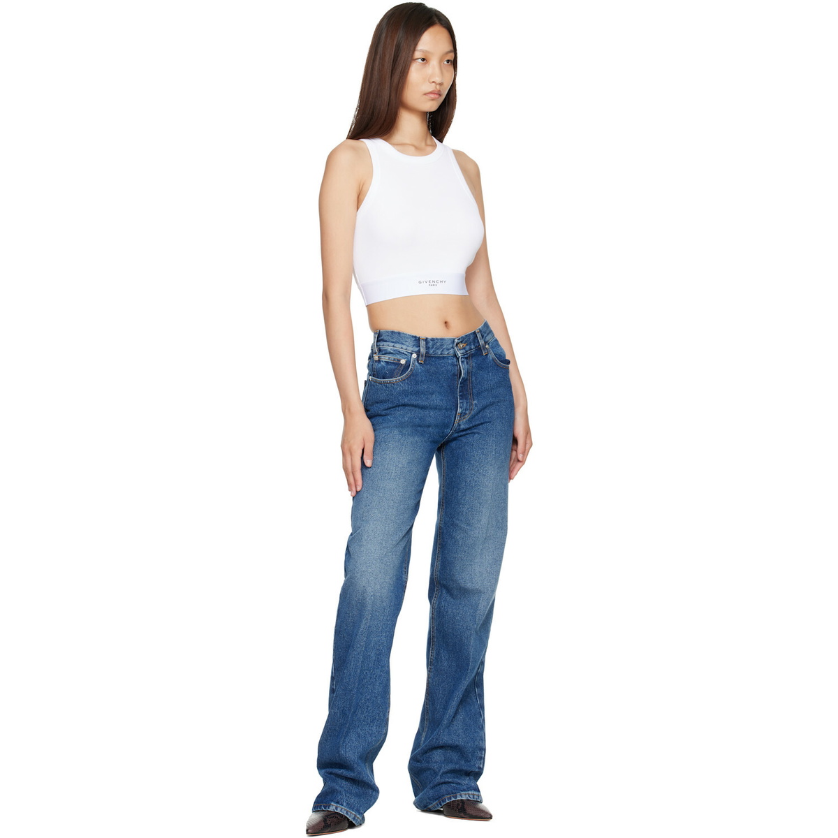 Givenchy White Cropped Cotton Tank Top