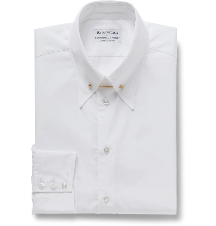 Photo: Kingsman - Turnbull & Asser Slim-Fit Pinned-Collar Striped Cotton Shirt - White