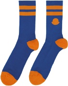 Moncler Blue & Orange Striped Socks