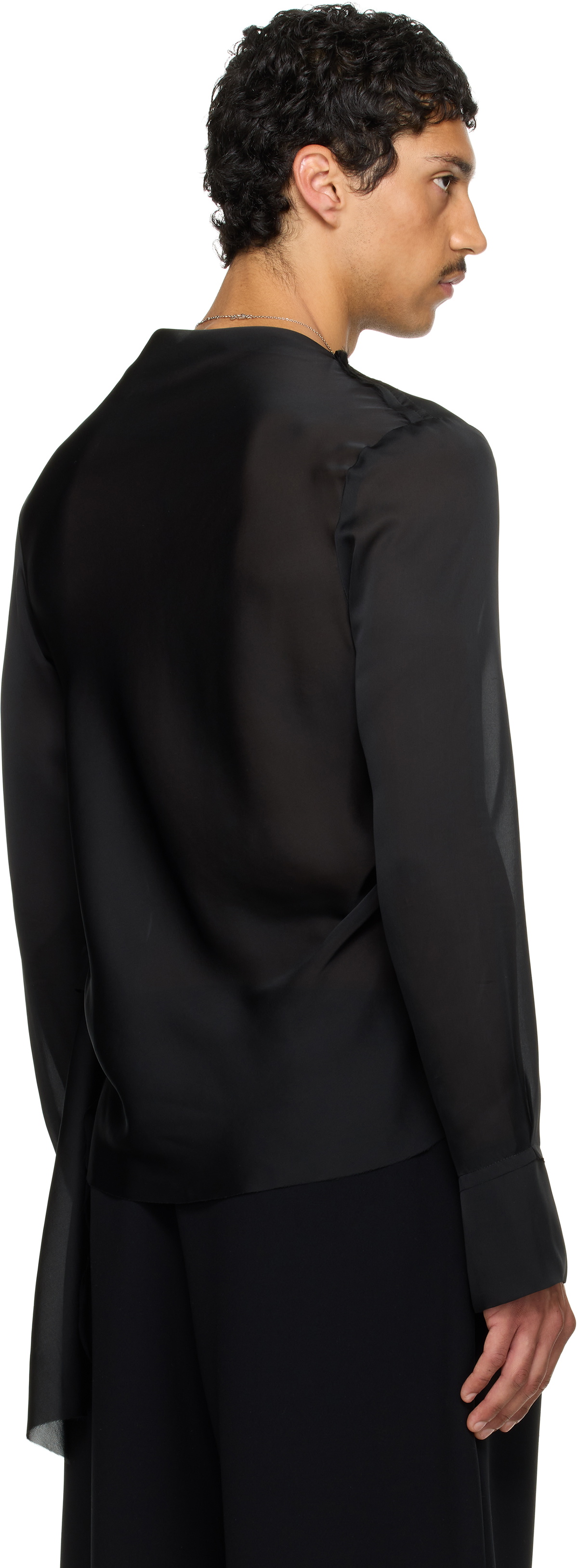 AARON ESH SSENSE Exclusive Black Draped Neck Long Sleeve Shirt