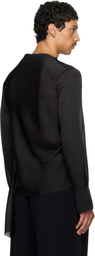 AARON ESH SSENSE Exclusive Black Draped Neck Long Sleeve Shirt