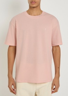 Saint Laurent Logo-embroidered Piqué Cotton-blend T-shirt Pink