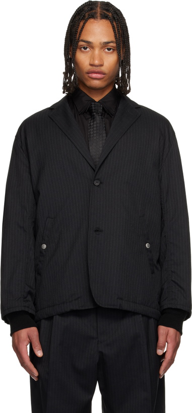 Photo: Comme des Garçons Homme Black Wool Herringbone Blazer