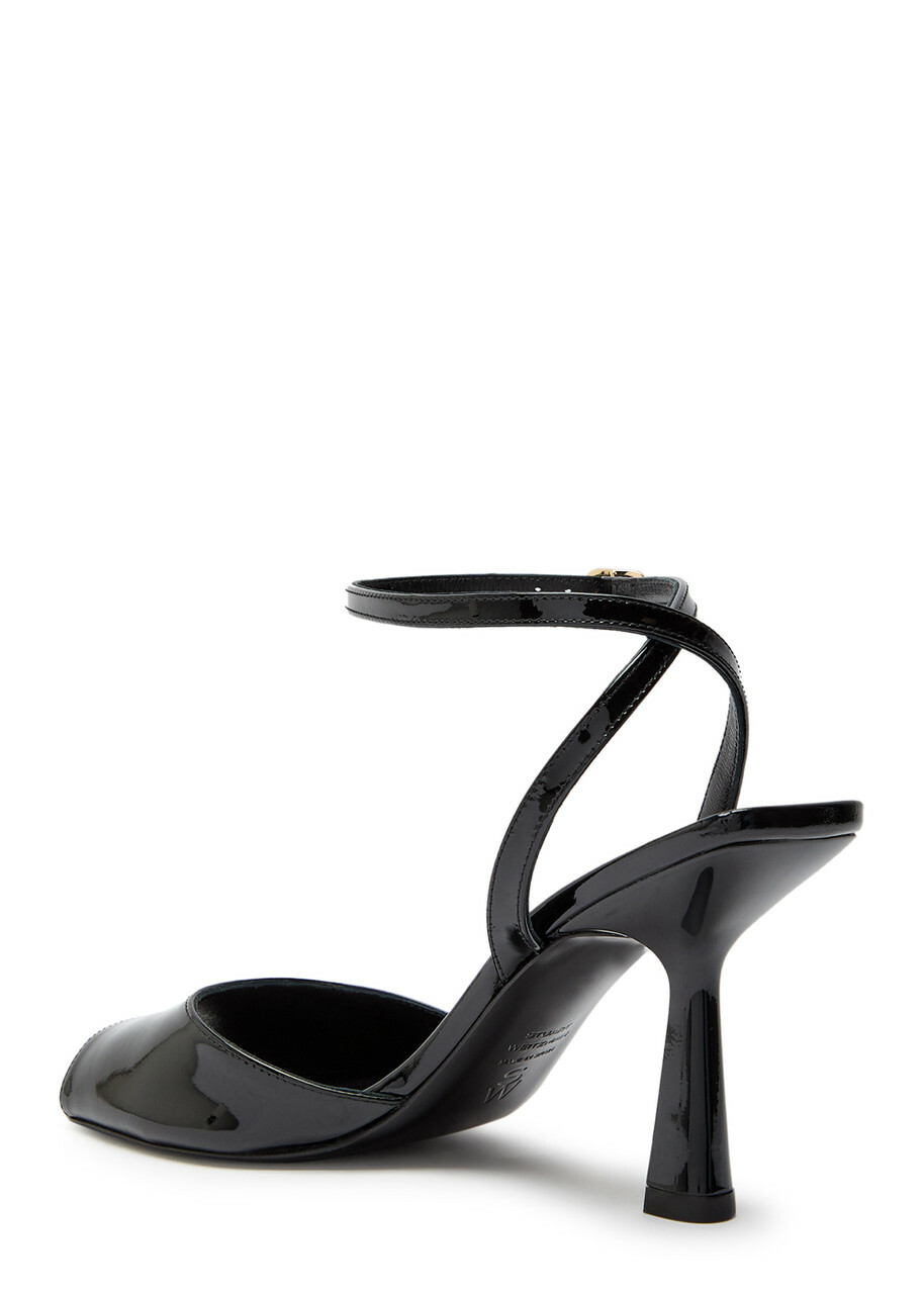 Stuart Weitzman Val 85 Patent Leather Sandals Black